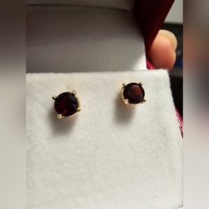 Vintage 10k Round Garnet Stud Earrings